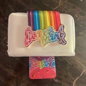 Loungefly Lisa frank White Wallet with Rainbow Strap and Logo Accent